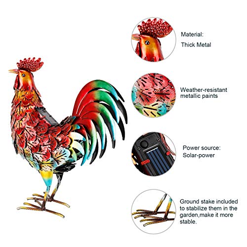 chisheen Rooster Decor Metal Yard Art Sculpture Chicken Outdoor Garden Statues - Thumbnail 5
