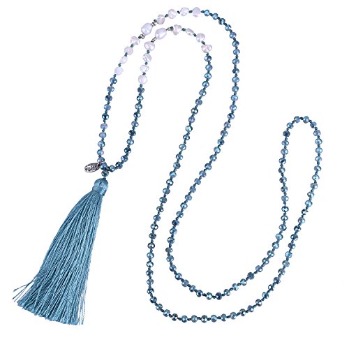 KELITCH Long Tassel Necklace Handmade Shell Pearl Necklace for Women ...
