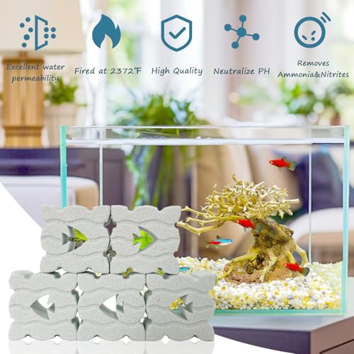 Image of SHIGATSU 18 Pack Aquarium Bio Media Ceramic Filter Media Blocks for Marine and Freshwater Pond Fish Tank, Aquarium Filter Media