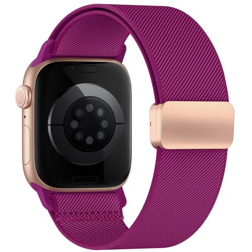 Image of Stretchy Band Compatible with Apple Watch Bands 40mm 38mm 41mm 42mm 44mm 45mm 46mm 49mm Women Men,Magnetic Clasp Nylon Elastic Sport Strap for iWatch Series 11 10 9 8 7 6 5 4 3 SE SE2 SE3 Ultra
