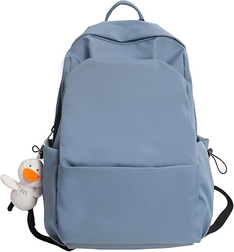 Mochila para portátil de 15.6" con lindo accesorio Kawaii espaciosos múltiples compartimentos, Azul, Moderno