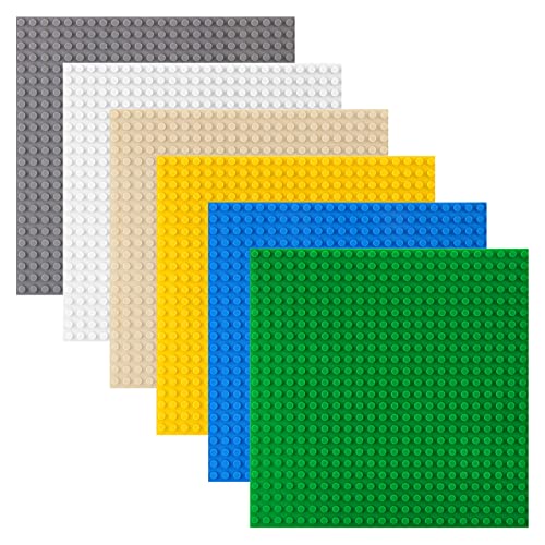 shineFinder 6 baseplate Set Building board Compatible with Lego, 7.5"x7.5", Base Plates with 24 x 24 studs