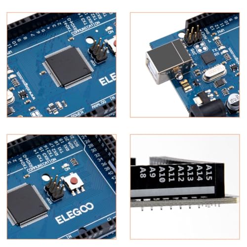 Image of ELEGOO MEGA R3 Board ATmega 2560, USB Cable Compatible with Arduino (Pack of 2)