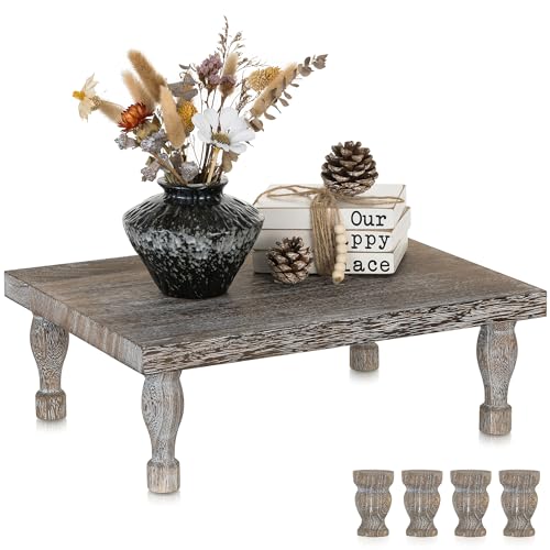Hanobe Wooden Riser Decorative Tray: Farmhouse Wood...