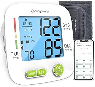 Comfytemp Blood Pressure Monitor Upper Arm, Automatic Blood Pressure Machine with Large Cuff, Smart Digital BP Monitor for Home Use with Large Display, App for iOS Android, 2-User, Unlimited Memories