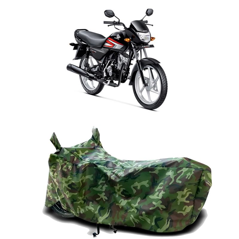Image of DUFFEL-100% Heat Protection Two Wheeler Bike /Scooty Body Cover for Honda CD 110 BS6 Water Resistance /UV-Rays /Birds Dropping /Scratchproof /Dust Proof /Waterproof[Green Jungle Print]