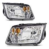 ADCARLIGHTS for 1999-2005 Volkswagen Jetta MK4 Headlight Assembly compatible with 1999-2005 Volkswagen Jetta MK4 Clear Lens Chrome Housing Amber Reflector Headlamp Replacement Left and Right Pair