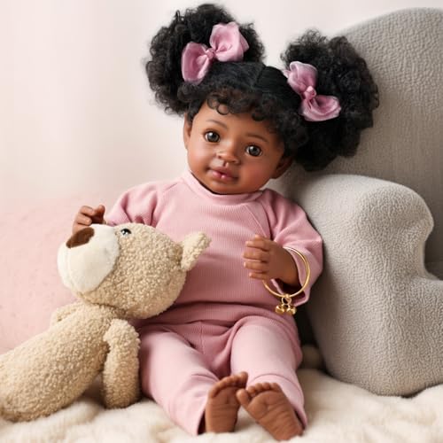 Muñeca realista BABESIDE reborn de 20 pulgadas negra miniatura 2