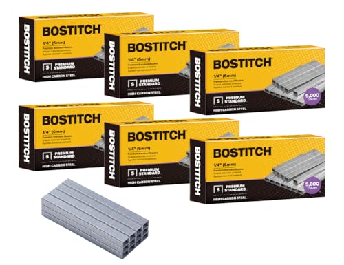 Bostitch Office 30,000 Standard Staples, 1/4" Length, Full Strip Staples, 210/Strip, 5000 Per Box, 6-Pack image 2