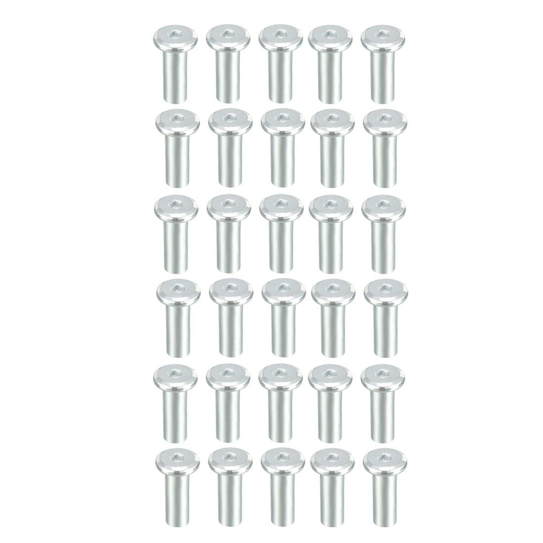 uxcell M6x15mm Hex Socket Head Insert Nut Screw Post Sleeve Nut for Furniture 30pcs