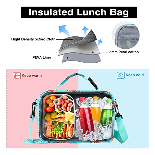 Hitop Kids Lunch Bag Box Double Insulated Water Resistant Fabric With Interior And Exterior Zippered Pockets And External Bottle Holder Ideal For Children 3+ Back To School Supplies #TOP1
