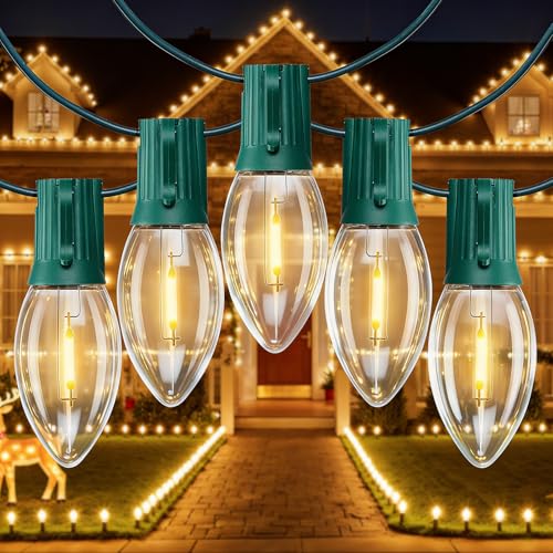 C9 Christmas Lights Outdoor, 100 FT 100 LED Vintage Warm
