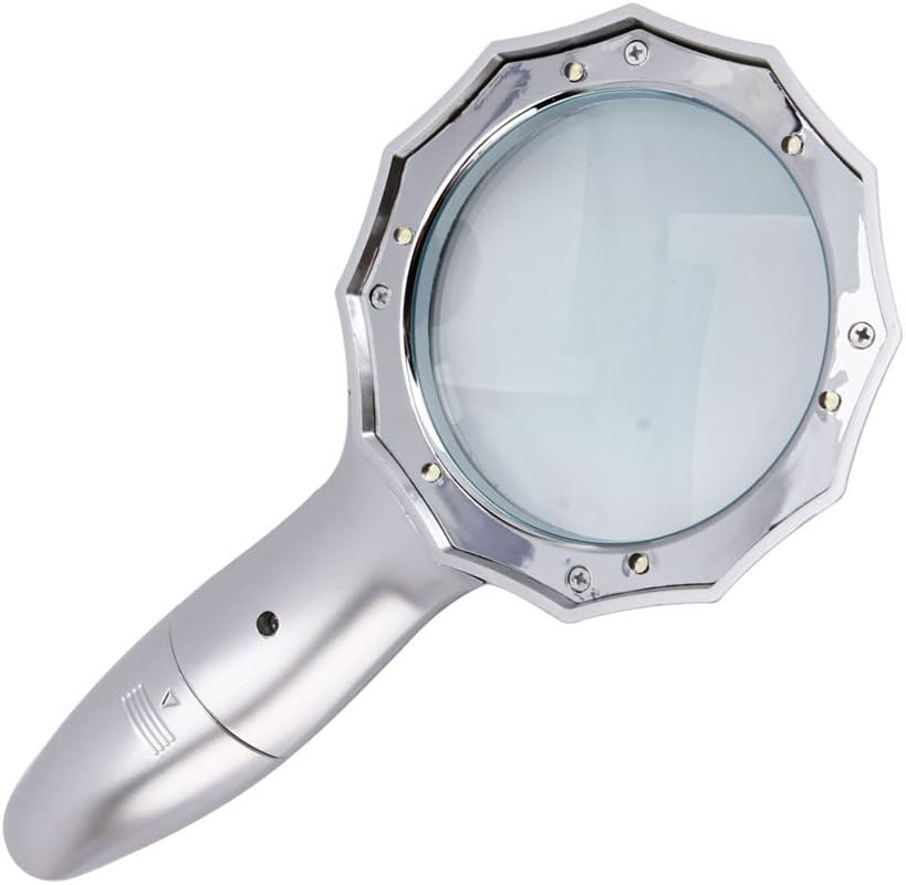 E-MART 4X Handheld Hand Held Illuminated Lighted Pocket Reading Magnifying Magnifier Glass Loupe With 6 LED Light