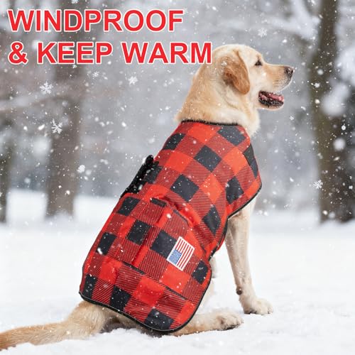 Image of BEAUTYZOO Dog Winter Coat for Large Dogs, Waterproof Oxford Canvas Jackets