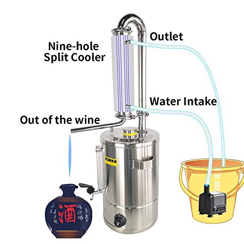 Still Kit Complete,Automatic heating Alcohol Distiller,304 Stainless Steel Wine Making for Home DIY (8Cal/30L)
