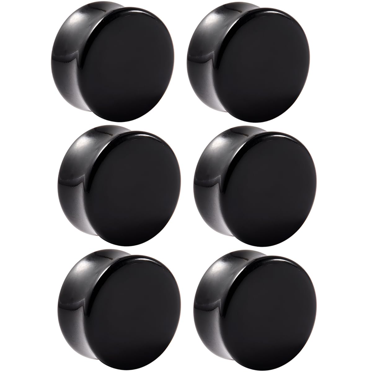 6 PCS Black 4 mm(6 G) Acrylic Double Saddle Ear Stretcher Expander Hide Ears Gauges Tunnels Gage Starter Earrings Plugs Septum Stretching Body Piercing Jewelry Women Men