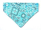 Classic Print Teal Blue Pet Cat Dog Bandana Reversible Slip Over the Collar Petwear
