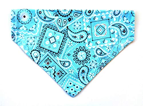 Classic Print Teal Blue Pet Cat Dog Bandana Reversible Slip Over The Collar Petwear #TOP23