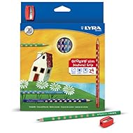 24 Lyra Groove Slim Coloured Pencils Inc Sharpener - Triangular - School Art by a2bsales