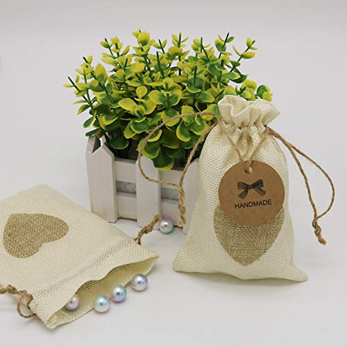 Hrx Package Small Burlap Heart Gift Bags With Drawstring, 20Pcs Jute Cloth Favor Pouches For Wedding Shower Party Christmas Valentine's Day Diy Craft (3.9 X 5.7 Inches) #TOP4