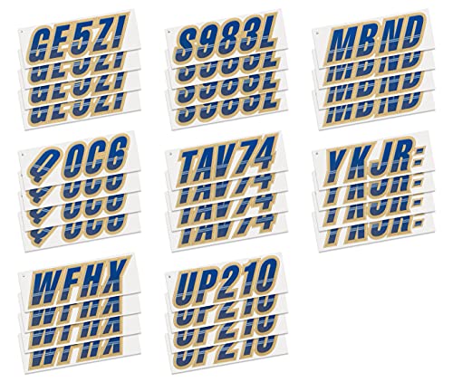 Image of STIFFIE Techtron Navy /Gold 3 inch Boat & PWC Registration Decals • Numbers Letters Stickers
