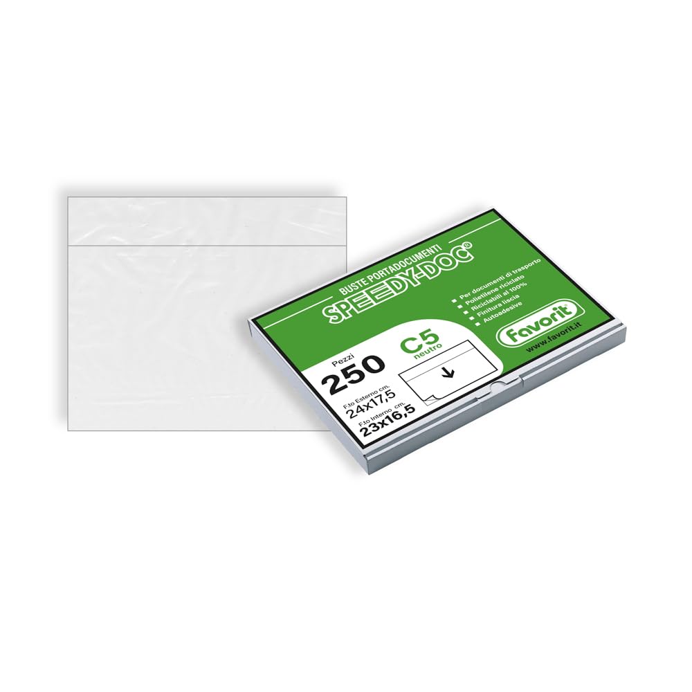Favorit Speedy Doc 100500099 - Sobres adhesivos (tamaño C5, 225 x 160 mm), 250 sobres