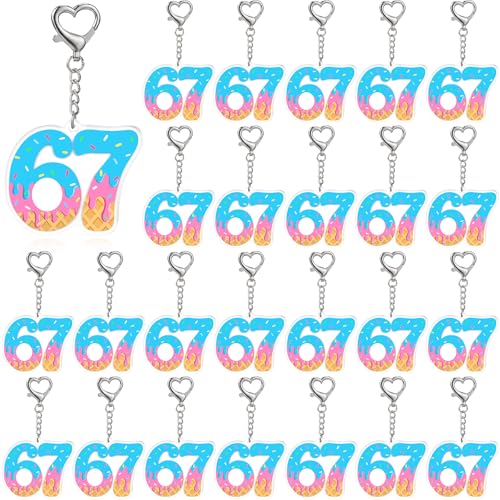 Nosiny 24 Pcs Ice Cream Drip 67 Gift 67 Six Seven Keychains Funny Keychains Accessory for Bag Backpack Birthday Party Favor Gift