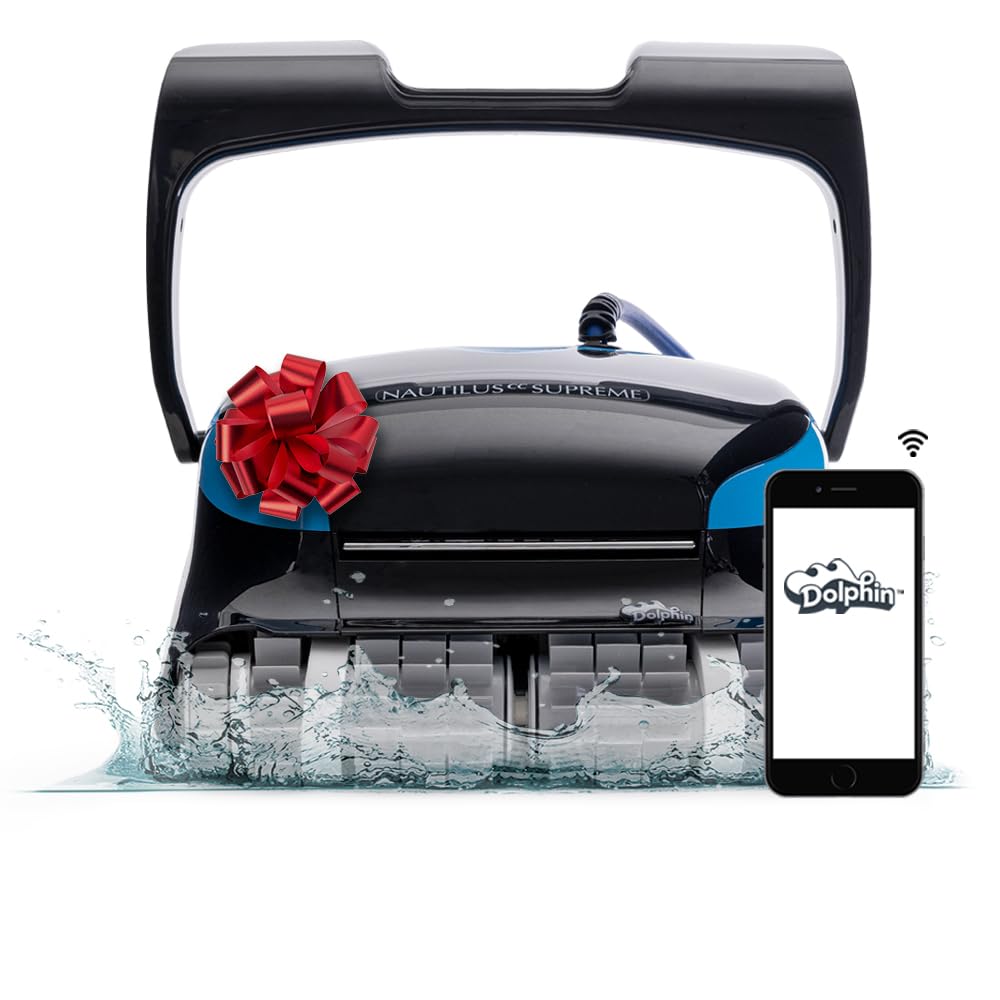 Dolphin Automatic Robotic Pool Vacuum Cleaner, Dual Drive, Waterline Scrubber Brush, Top Load Filter, Ideal for In-Ground Pools up to 50 FT - Nautilus CC Supreme Wi-Fi