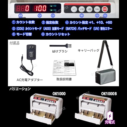 eモンズ ポータブル マネーカウンター OK1000B の商品画像 4