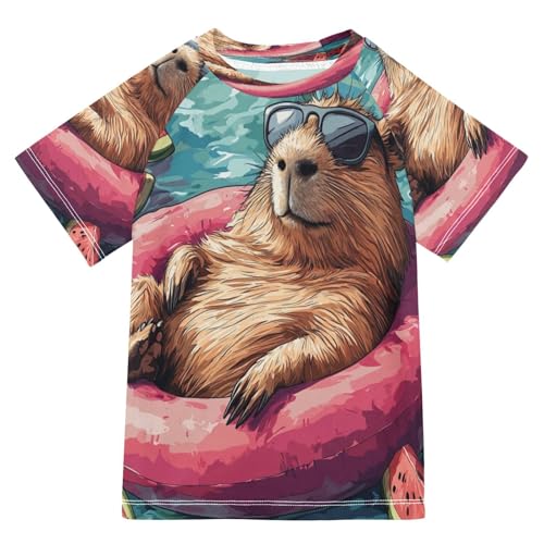 Swing Shirts Capybara Swim Watermelon Boy Swimsuit Sunscreen T-Shirts Sun Swimwear Sets UPF 50+