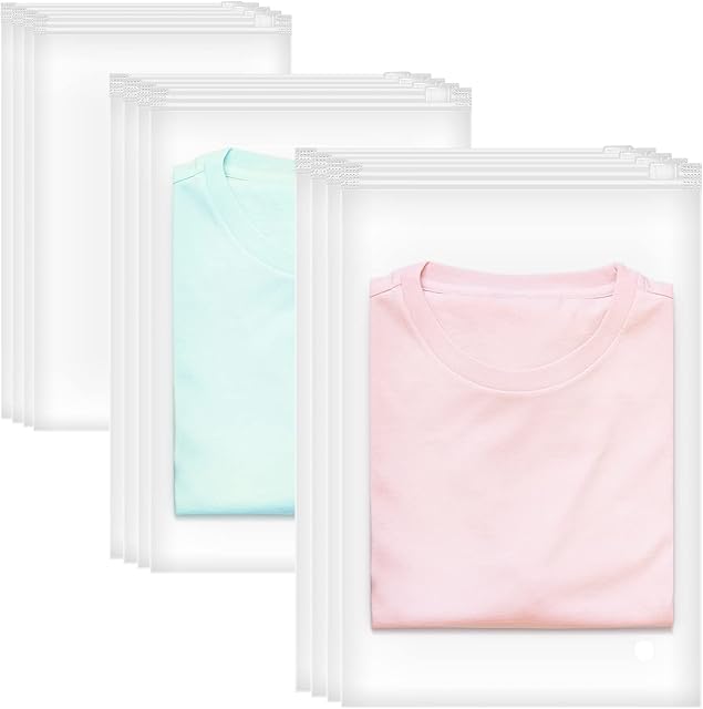Ongrey 12pcs Travel Storage Bags Reusable Space Saving Plastic Bags with Zip Closure Waterproof Frosted Resealable Bags Luggage Organiser Pouch for Clothes Shoes Cosmetics 3 Size