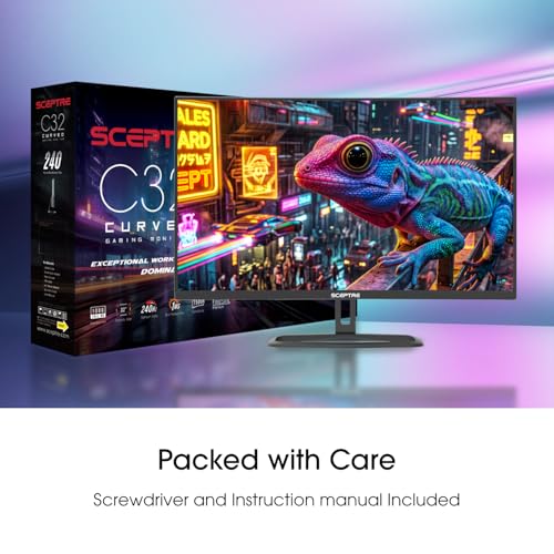 Image of New! Sceptre Curved 32 inch Prime Gaming Monitor 1080p 1500R 110% sRGB HDMI X2 up to 240Hz, DisplayPort X2 up to 260Hz FreeSync Premium 1ms Build-in Speakers, Machine Black 2027 (C325B-FW260D.A1)