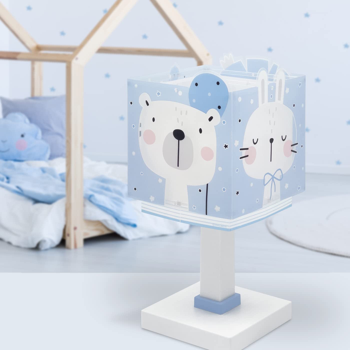Dalber Lampe De Chevet Enfant Baby Jungle Animaux Tigre Lion Ours Lapin Bleu 63111T, E14