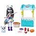 Enchantimals coffret Stand de Gaufres, mini-poupée Hawna Husky, figurine animale Crème Fouettée, pâte à modeler et accessoires, jouet pour enfant, GJX37