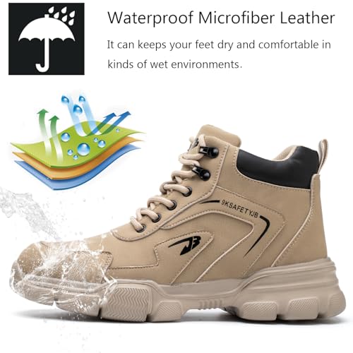 Waterproof Steel Toe Boots for Men Safety Work Boots Lightweight Steel Toe Shoes Slip Resistant Construction Boots2