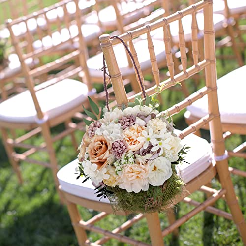 Cocoboo Wedding Flowers Combo Silk Mix Purple Artificial Flowers, Purple Flowers Bouquets Centerpieces Arrangements For Wedding Bridal Shower Baby Shower Party Home Decoration (White & Purple) #TOP3