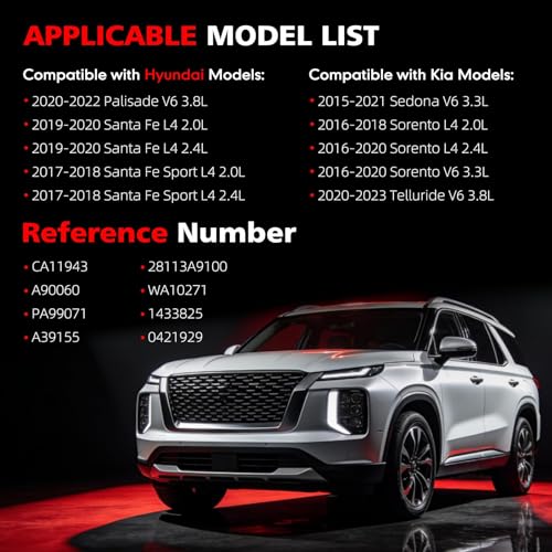 Image of Engine Air Filter Compatible with Hyundai Santa Fe 2019-2020, Palisade, Santa Fe Sport & Kia Sedona 2015-2021, Sorento 2016-2020, Telluride 2020-2023, Replace# CA11943 28113-A9100