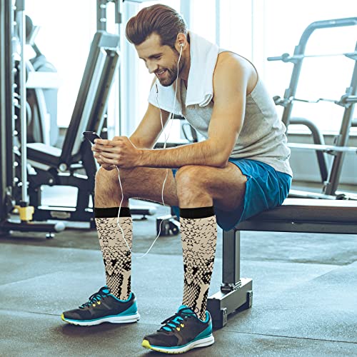 Otvee Snake Skin Animal Print Compression Socks Women & Men, 2 Pairs Gym Running Hiking Sport Knee High Stockings #TOP5