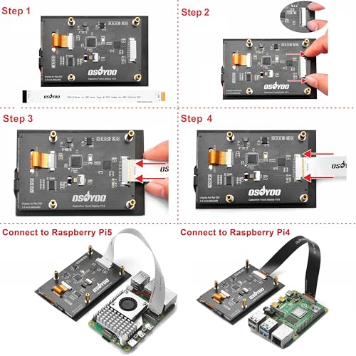 Image of OSOYOO 3.5 Inch DSI Touchscreen for Raspberry Pi 5 4 3 2 CM3 CM4 - IPS capacitive Touch Display, 800x480 Resolution，Plug and Play, Compatible with Raspberry Pi OS, Ubuntu