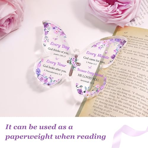 Image of Gifzy Christian Gifts for Women Faith, Butterfly Acrylic Plaque Sign, Religious Gifts for Women on Mothers Day Birthday Christmas, Spiritual Present for Female Friend Family, 5x3.8x0.5 Inch - Purple