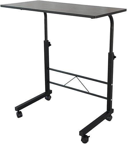 Kcelarec Mesa auxiliar vintage en forma de C con ruedas, mesa de sofá para laptop, tableta, café, aperitivos (31.5 in, estilo 2, negro)