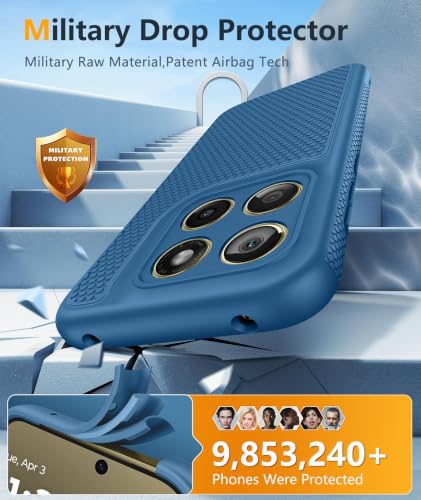 Image of FNTCASE for Motorola Edge 2026 Case: Moto Edge 2026 Case with Screen Protector Non-Slip 14FT Military Grade Drop Protection, Shockproof, Slim Fit, Anti-Scratch TPU Matte Phone Cover (Blue)
