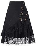 Belle Poque Steampunk Skirts for Women Halloween Party Club Wear Punk Gothic Skirt Black S