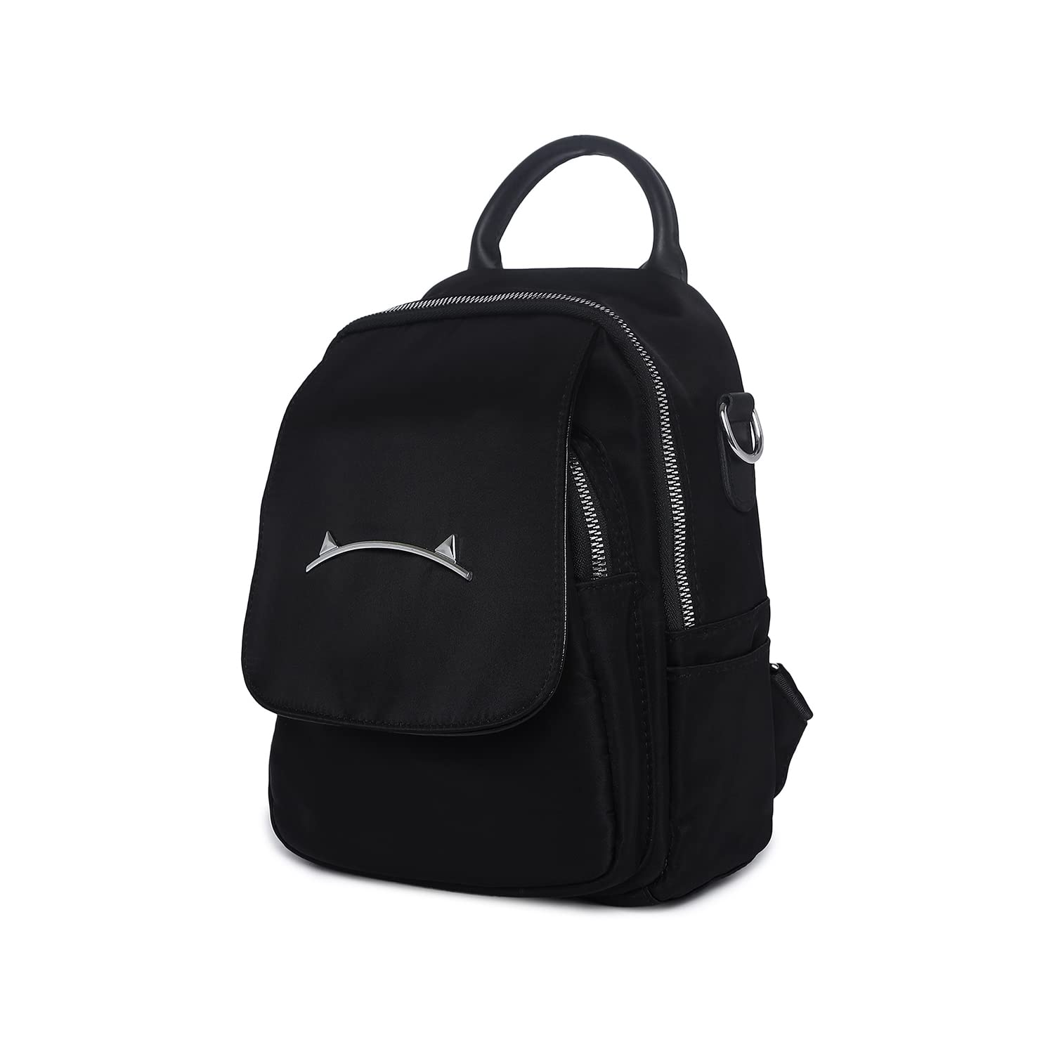 Haute Sauce Solid Black Backpack for Women & Girls | college bag for women | Bag For Women | Trendy, Cute, Fancy, Stylish, Backpack, Bagpack, Handbag, Backbag | 2 compartments | 3 Handles | 1 keychain 2