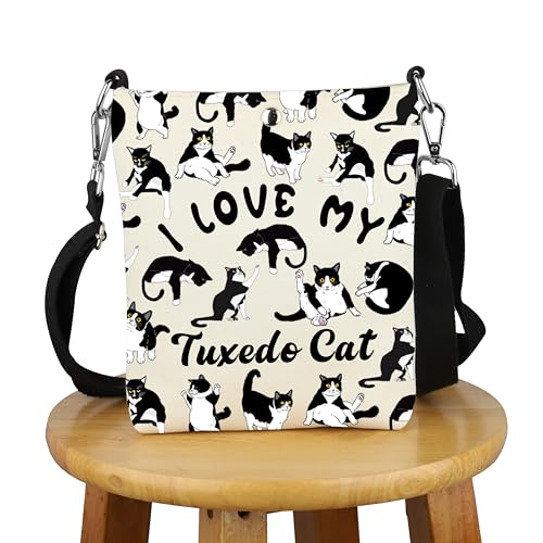 G2TUP Cat Lover Gift I Love My Tuxedo Cat Crossbody Bag Tuxedo Cat Lover Travel Bag Tuxedo Cat Owner Gift Tuxedo Cat merch