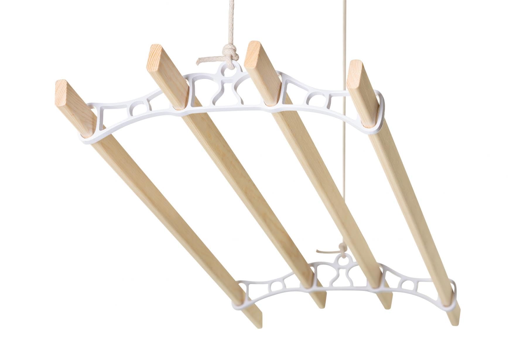Remi Tools(R) White (4 Laths) Remi Tools Traditional Kitchen Airer Pulley Dryer Kit With 4 Wood Laths Slats 1.15M Victorian Edwardian Clothes Horse Creel Airer Dryer Kitchen Rack Ceiling Pulley Laundry Drier (White, 4 Slates)