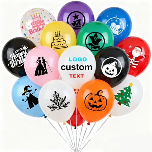 Ballon Personnalisé avec Logo/Texte, 100/200/500 Pièces Ballon Helium, pour les Anniversaires, Mariages, Baby Showers, Célébrations D'entreprise, Remises...