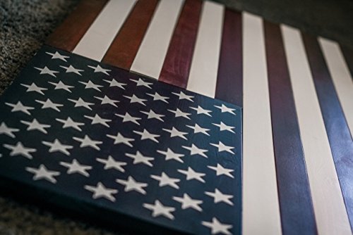 36" X 19" Large Hand-Crafted 100% Made In U.s.a. Wood American Flag/Patriotic Wall Art Americana, Vintage Colors #TOP2