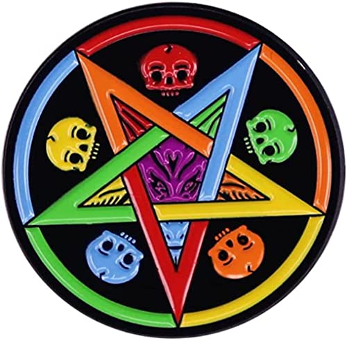 Image of Rainbow Satan Star Pentagram Baphomet Enamel Pin LGBT Pride Skull Goat Brooch Metal Lapel Pins Badge Denim Jewelry Gift for Backpacks Women Men