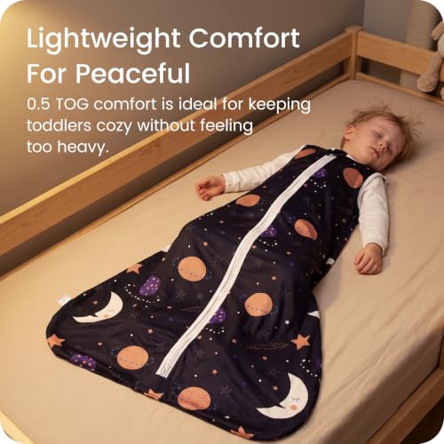 Image of Toddler Sleep Sacks 2T-3T-4T, 0.5 TOG Light Summer Wearable Blankets, Extra Long XL Sleeping Bags, 2 Pack